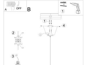 Miniaturka 17 - Techniczny rysunek lampy z ramionami, styl industrialny