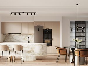 Miniaturka 14 - Biała kuchnia z oświetleniem sufitowym na szynie z reflektorami