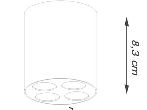 Miniaturka 15 - Techniczny rysunek LED oprawy natynkowej 7.2 x 8.3 cm
