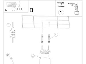 Miniaturka 16 - Schemat montażu oprawy z czterema reflektorami sufitowymi