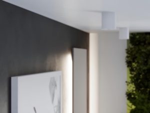 Miniaturka 4 - Korytarz z białym sufitem i minimalistycznym oświetleniem LED