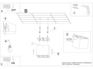 Miniaturka 8 - Rysunek montażowy oprawy z sześcioma punktami świetlnymi