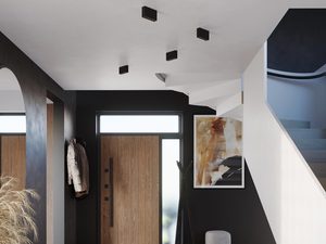 Miniaturka 5 - Oświetlenie sufitowe z lampą na okręgu i kulami w aranżacji holu