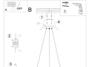 Miniaturka 9 - Schemat techniczny montażu lampy z pięcioma kulistymi kloszami