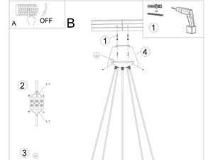 Miniaturka 9 - Rysunek montażu lampy sufitowej z trzema punktami światła