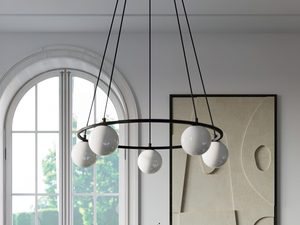 Miniaturka 6 - Nowoczesna lampa wisząca z trzema białymi kloszami