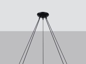 Miniaturka 2 - Designerska lampa LED z pięcioma białymi kloszami na czarnym stelażu