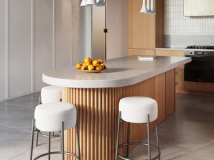 Miniaturka 7 - Kuchnia z wyspą i trzema betonowymi kloszami LED w stylu loftowym