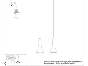 Miniaturka 9 - Instrukcja montażu potrójnej lampy wiszącej z czarnym zawiesiem