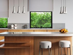 Miniaturka 5 - Aranżacja kuchni z lampami o surowym wykończeniu betonowym