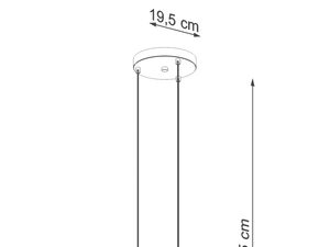 Miniaturka 8 - Rysunek techniczny lampy wiszącej z kloszem betonowym, wysokość 115 cm