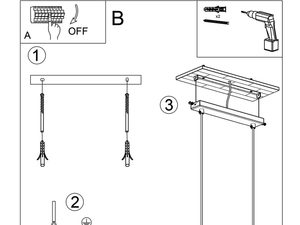 Miniaturka 9 - Rysunek montażowy złotych lamp wiszących z cylindrycznym kloszem