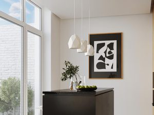 Miniaturka 5 - Lampa z białym kloszem o formie wielościennej, styl skandynawski