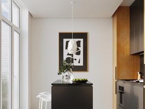 Miniaturka 6 - Aranżacja kuchni z trzema geometrycznymi lampami białymi