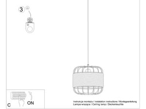 Miniaturka 9 - Trzy lampy z kloszami jutowymi, montaż sufitowy