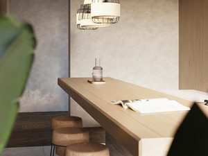 Miniaturka 6 - Dwie lampy wiszące z plecionymi kloszami nad wyspą kuchenną