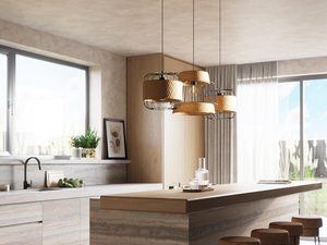 Miniaturka 7 - Aranżacja kuchni z lampami w stylu boho i drewnianą zabudową