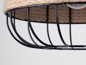 Miniaturka 4 - Lampa z kloszem jutowym i czarnym przewodem, styl naturalny