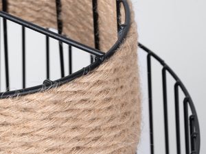 Miniaturka 4 - Lampa wisząca z kloszem z juty i czarnym stelażem