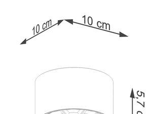 Miniaturka 7 - Rysunek wymiarów nowoczesnej lampy sufitowej z okrągłym kloszem