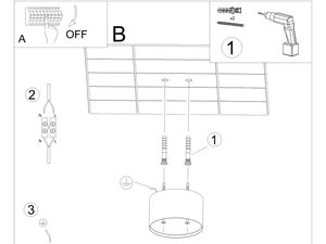 Miniaturka 8 - Rysunek techniczny montażu lampy sufitowej z reflektorami