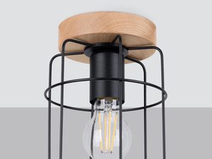 Miniaturka 1 - Żarówka LED w drucianym kloszu lampy z drewnianą bazą