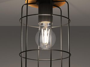 Miniaturka 2 - Zbliżenie na siatkowy klosz z czarnego metalu w stylu industrialnym