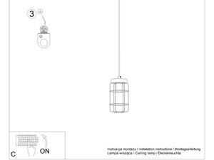 Miniaturka 9 - Rysunek wymiarów lampy z kloszem drucianym