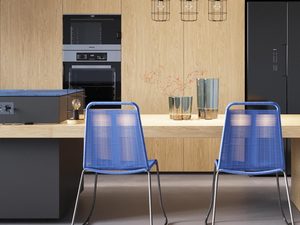 Miniaturka 5 - Trzy lampy sufitowe z siatki metalowej i drewnianych akcentów