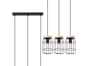 Miniaturka 1 - Nowoczesna lampa z trzema kloszami loftowymi na czarnej listwie