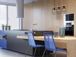 Miniaturka 5 - Nowoczesna kuchnia z drewnianą zabudową i lampami industrialnymi