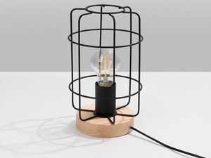 Miniaturka 1 - Lampa biurkowa z metalowym kloszem i drewnem