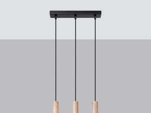 Miniaturka 2 - Designerska lampa z trzema punktami świetlnymi, drewno lite