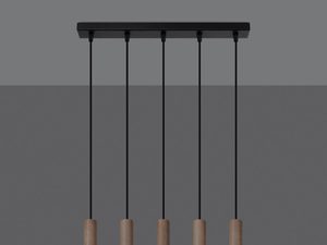 Miniaturka 3 - Lampa z pięcioma drewnianymi zwisami LED