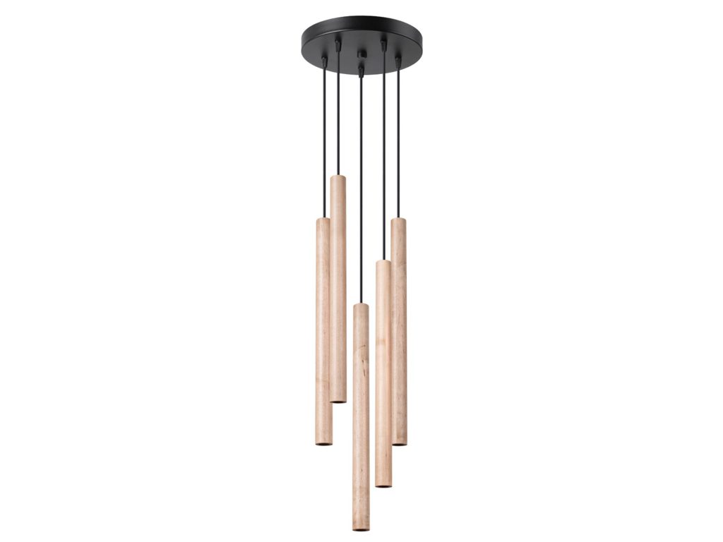 Lampa Wisząca ARBOR 5P Drewno – 5x8W LED Nowoczesna