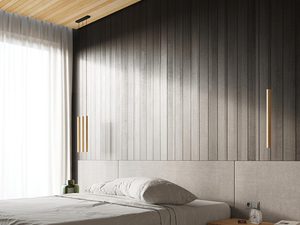 Miniaturka 7 - Nowoczesna sypialnia z drewnianym sufitem i zabudową ścienną