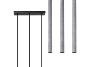 Miniaturka 1 - Zbliżenie na betonowe klosze lampy sufitowej, styl loftowy