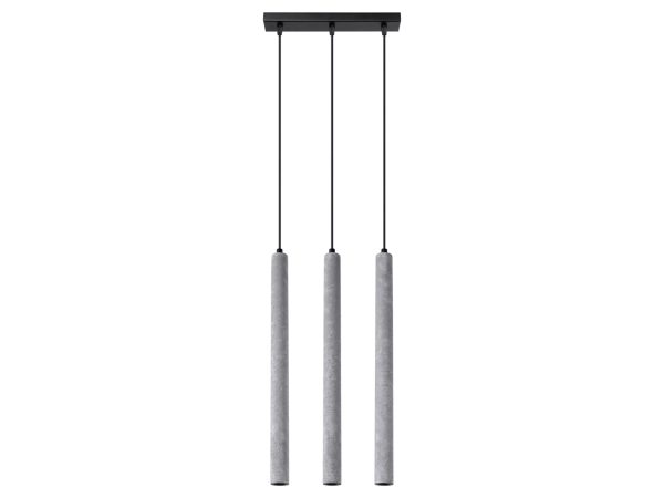 Betonowa lampa wisząca z trzema punktami LED na czarnej listwie