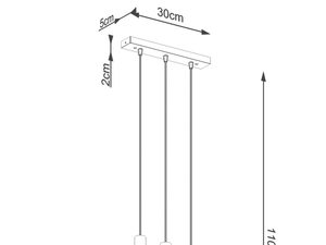 Miniaturka 8 - Techniczny rysunek lampy LED z trzema zwisami betonowymi