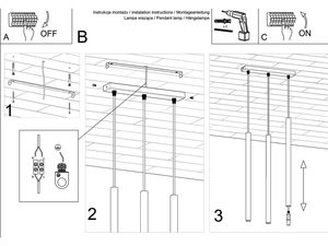 Miniaturka 9 - Instrukcja montażu lampy wiszącej z betonowymi kloszami