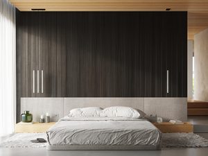 Miniaturka 6 - Sypialnia z tapicerowanym zagłówkiem i drewnianą zabudową