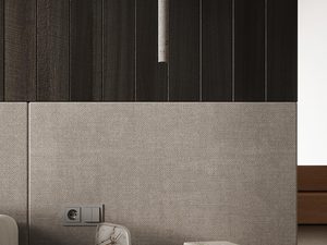 Miniaturka 7 - Ciemna drewniana zabudowa w nowoczesnej sypialni z oświetleniem LED