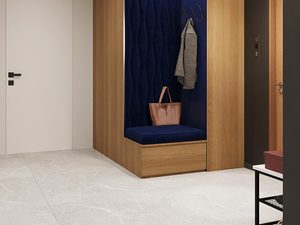 Miniaturka 6 - Wnętrze nowoczesnego przedpokoju z szafką i punktowym światłem
