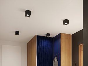 Miniaturka 13 - Aranżacja nowoczesnego przedpokoju z ciemną ścianą i drewnem