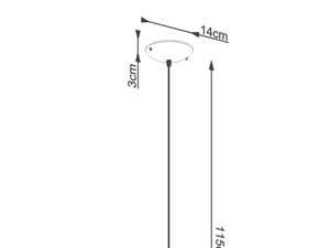 Miniaturka 8 - Rysunek techniczny betonowej lampy wiszącej o długości 115 cm