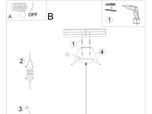 Miniaturka 9 - Rysunek przedstawiający montaż lampy z podwójnym zwisem sufitowym