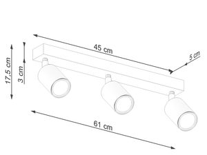 Miniaturka 8 - Techniczny rysunek oprawy świetlnej z trzema punktami LED