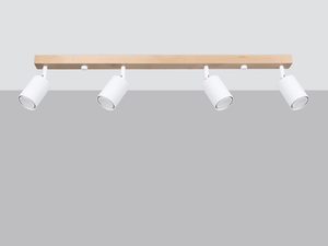 Miniaturka 1 - Reflektory białe na drewnianej listwie w oświetleniu wieczornym