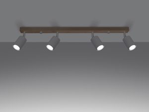 Miniaturka 2 - Drewniana listwa z białymi reflektorami LED na tle szarym