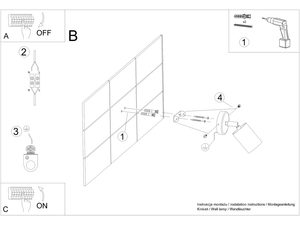 Miniaturka 5 - Instrukcja montażu reflektora punktowego na ścianie w układzie siatki